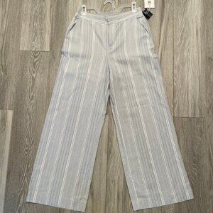 Kaari Blue & White Stripe Wide Leg Pants Size M